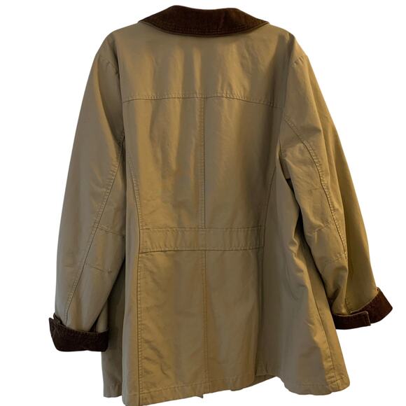 LL Bean Adirondack Barn Coat, Flannel-Lined Women's 2X Dark Khaki Corduroy Trim - Picture 2 of 8